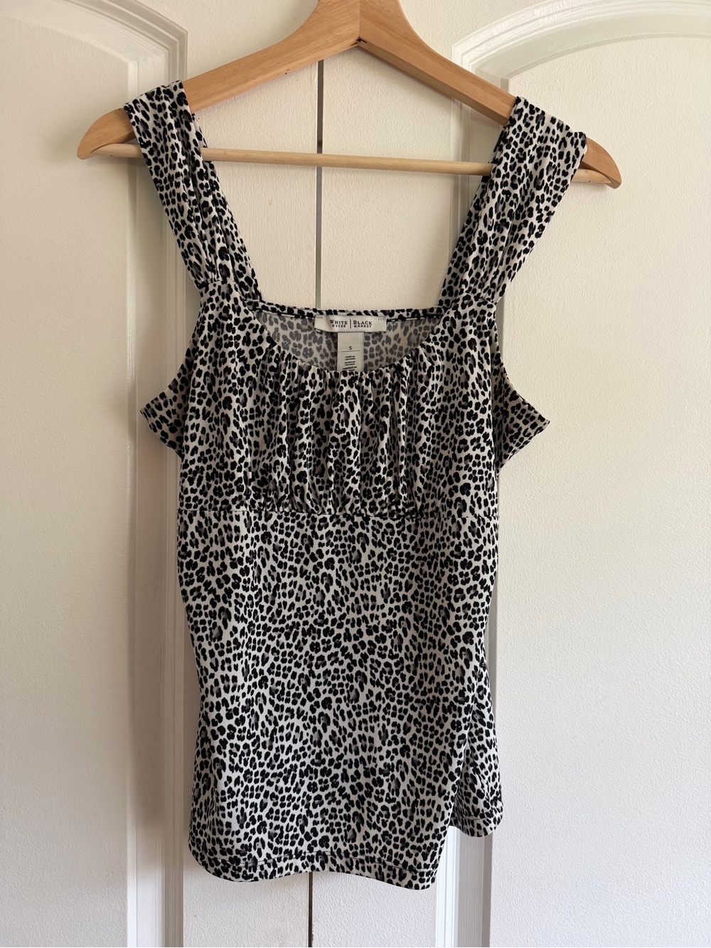 White House Black Market Black and White Leopard-Print Tank